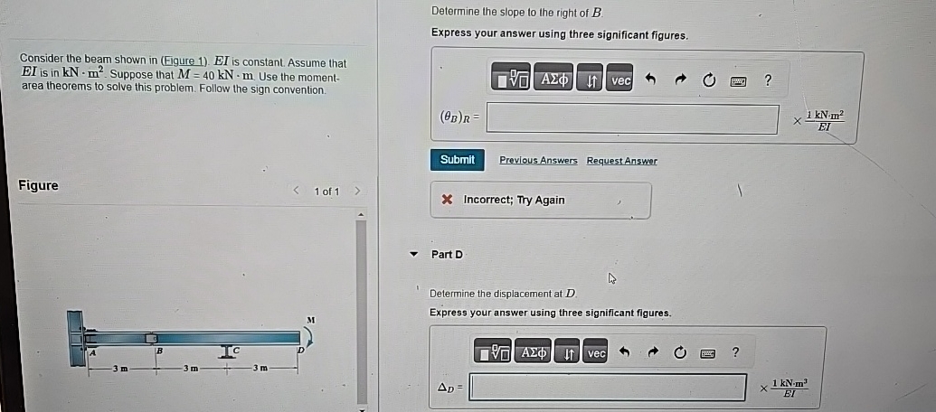 Determine the slope to the right of B . Express