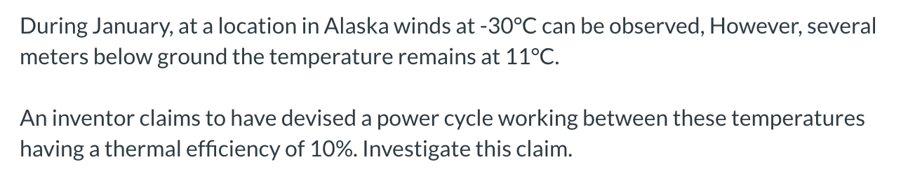 During January, at a location in Alaska winds at