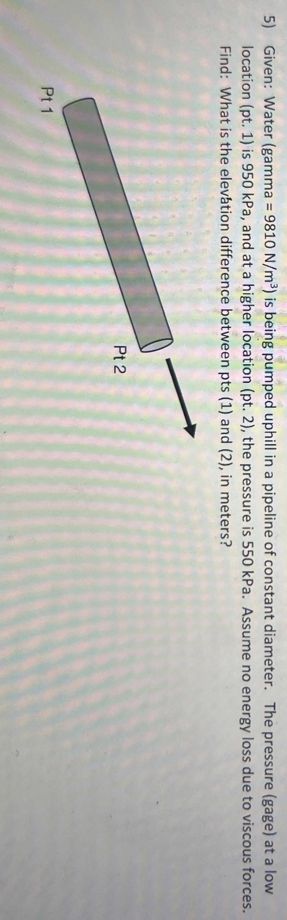 Given: Water ( gamma = 9 8 1 0 N m 3 ) is being