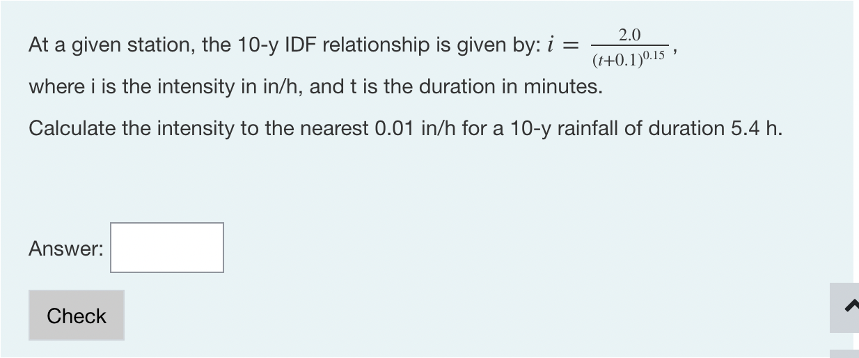At a given station, the 1 0 - y IDF relationship