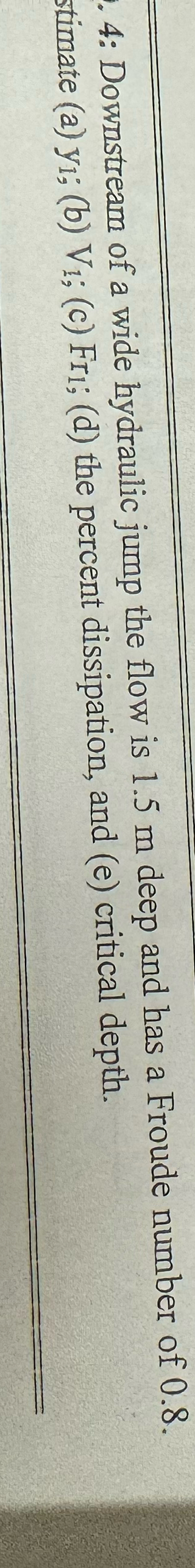4 : Downstream of a wide hydraulic jump the flow