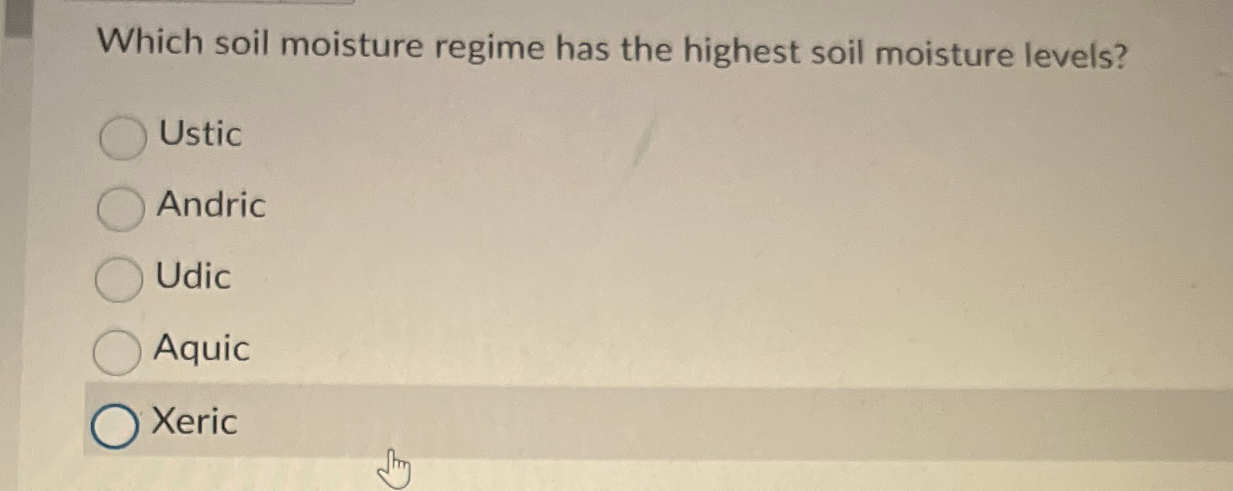 Which soil moisture regime has the highest soil