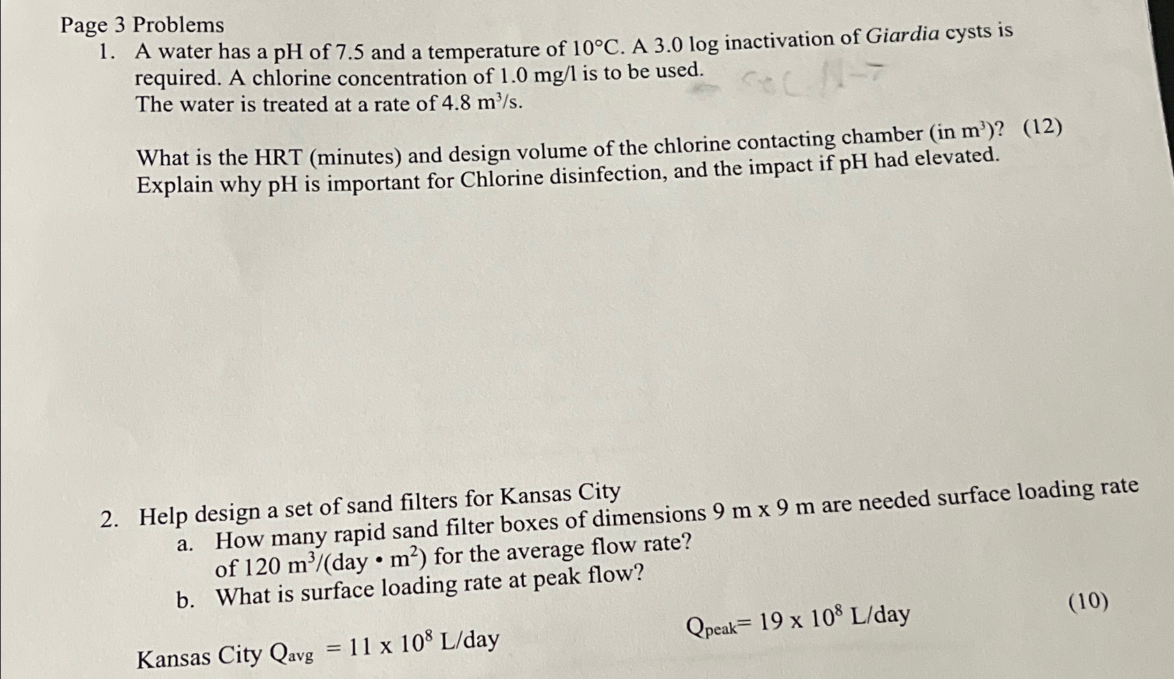 Page 3 Problems A water has a p H of 7 . 5 and a