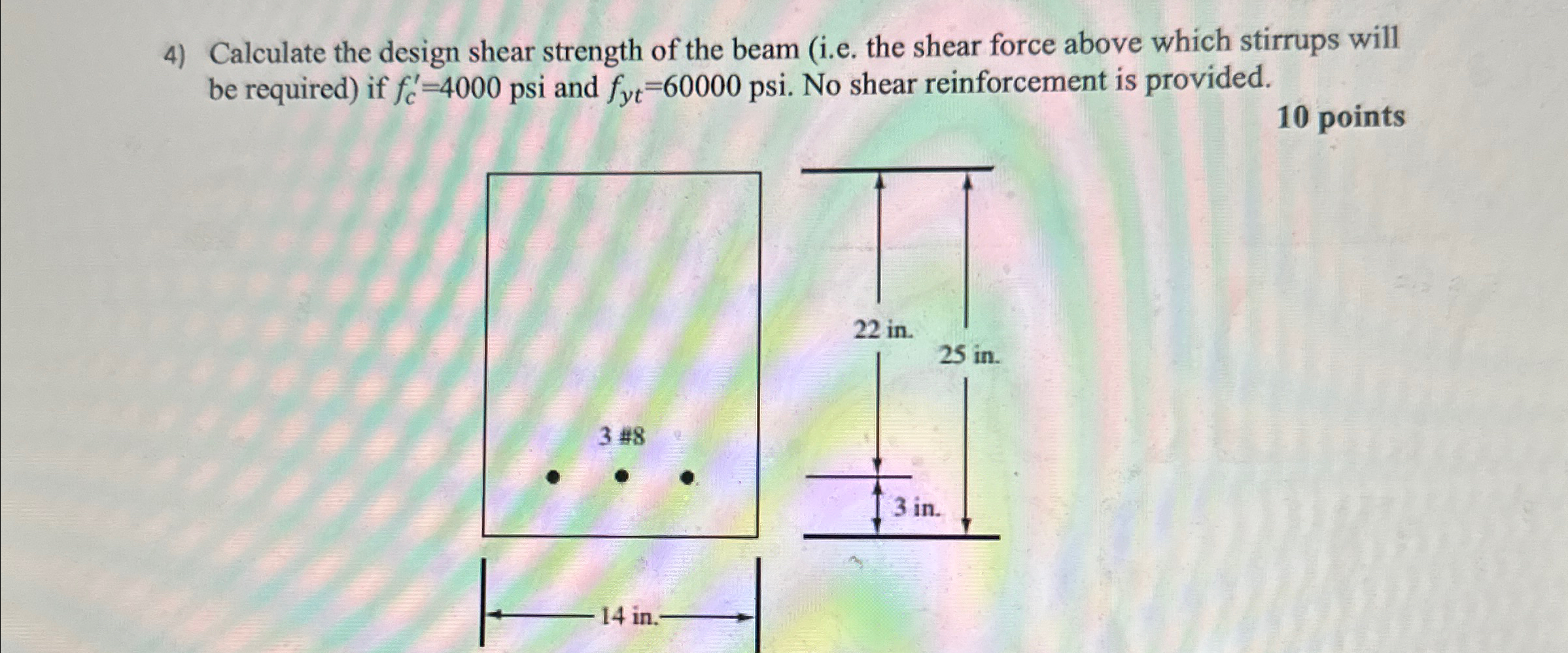 Calculate the design shear strength of the beam (