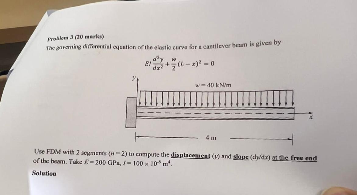 Problem 3 ( 2 0 marks ) The governing