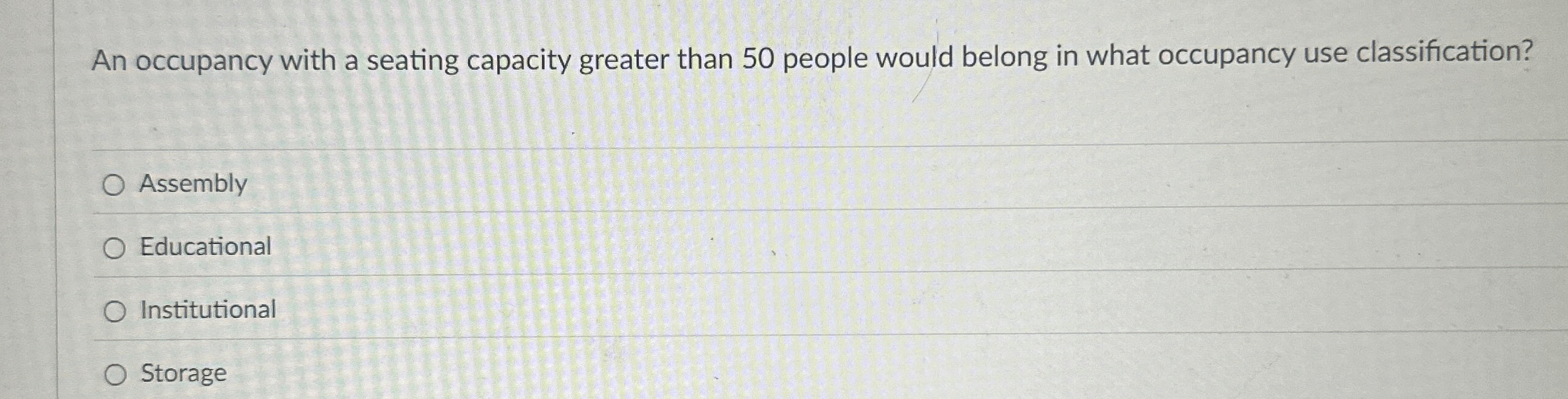 An occupancy with a seating capacity greater than