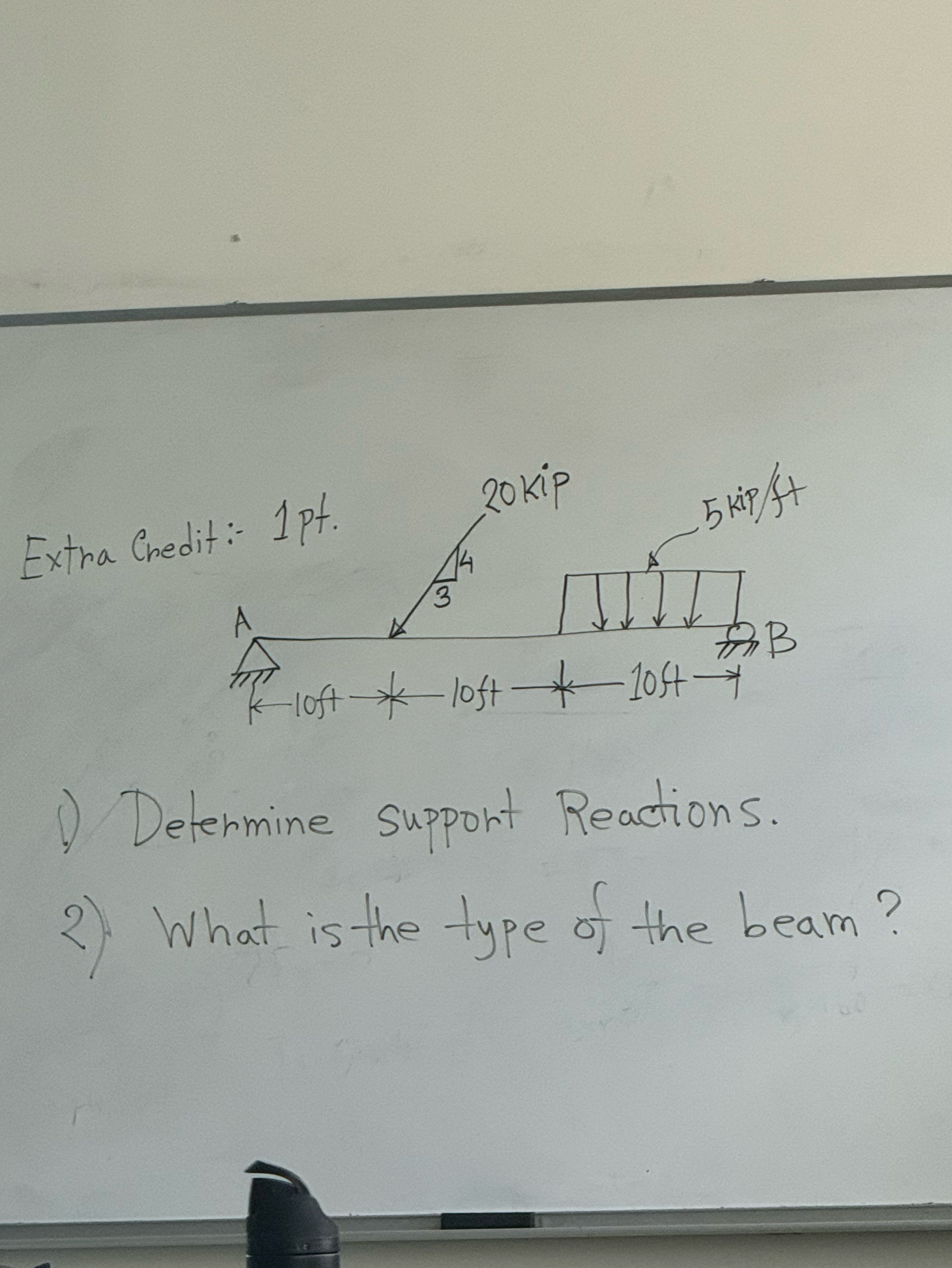 Extrac Determine support Reactions. What is the
