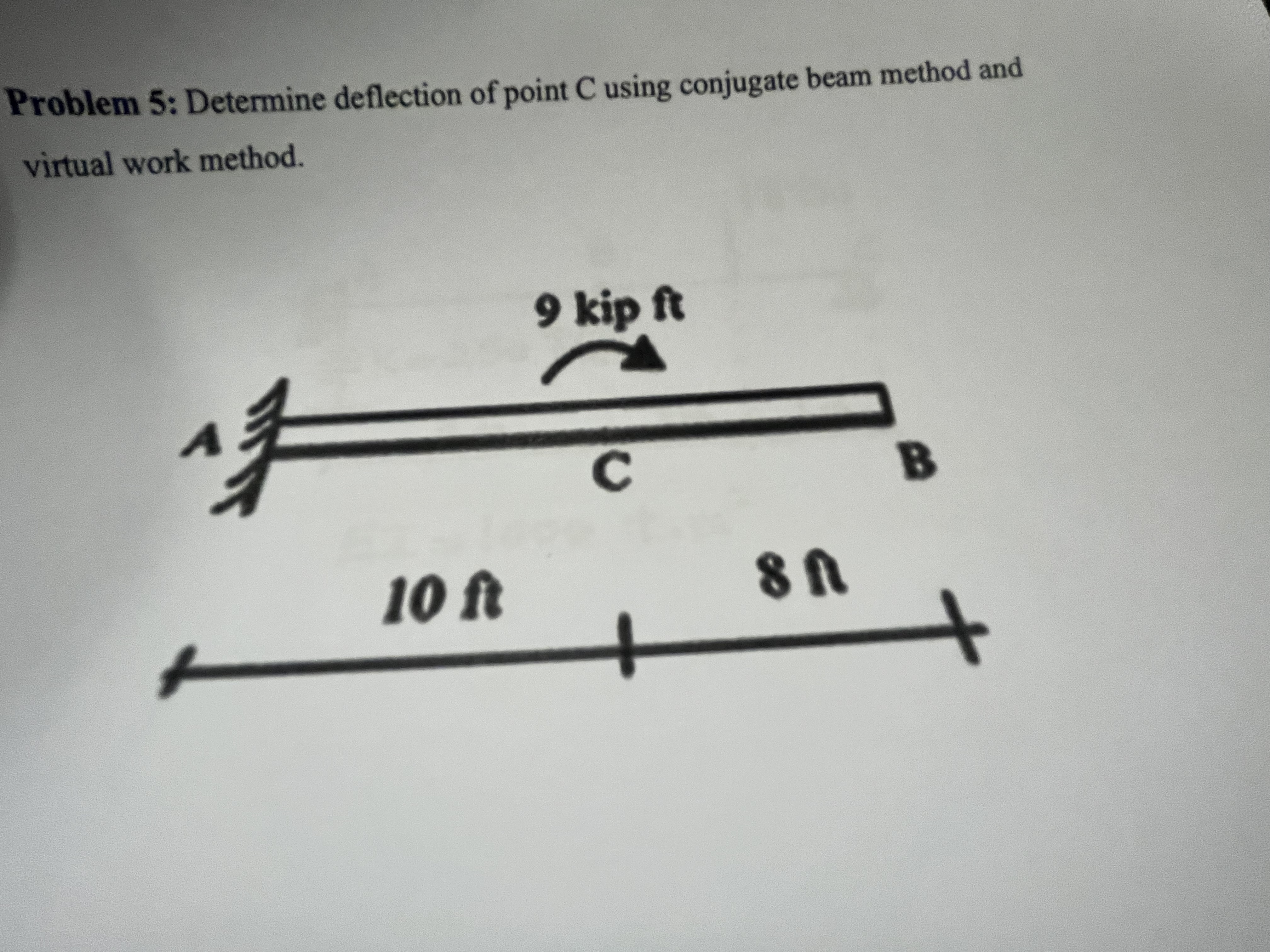 Problem 5 : Determine deflection of point C using
