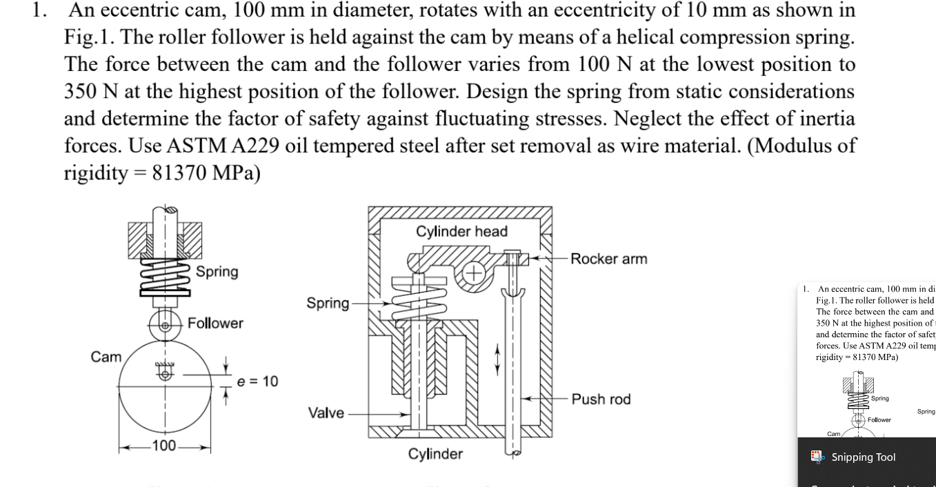 1 . An eccentric cam, 1 0 0 mm in diameter,