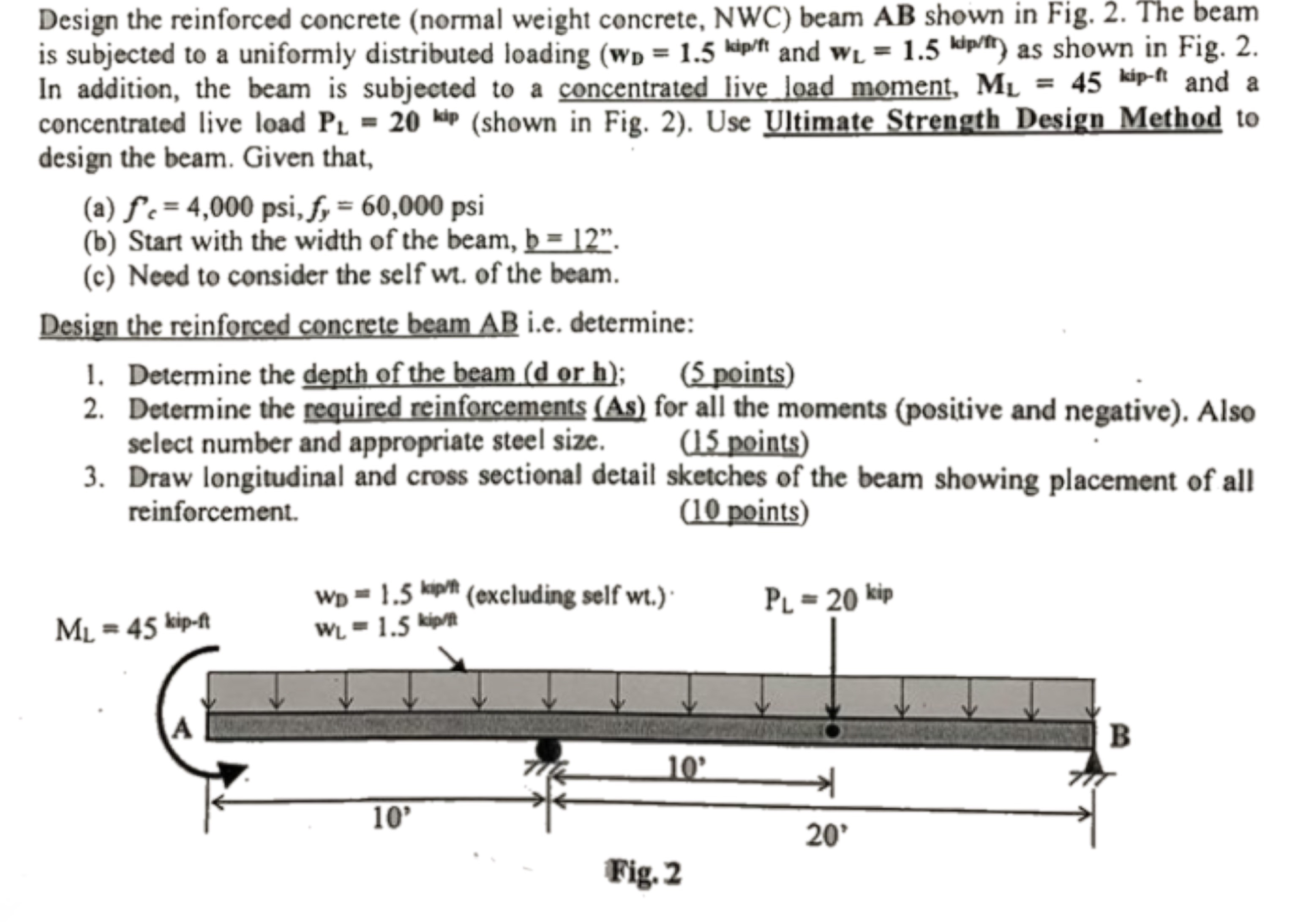 Design the reinforced concrete ( normal weight