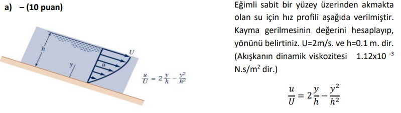E imli sabit bir y zey zerinden akmakta olan su i