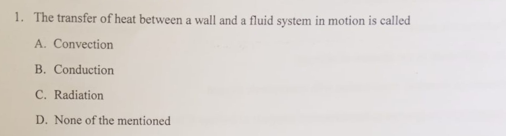 The transfer of heat between a wall and a fluid