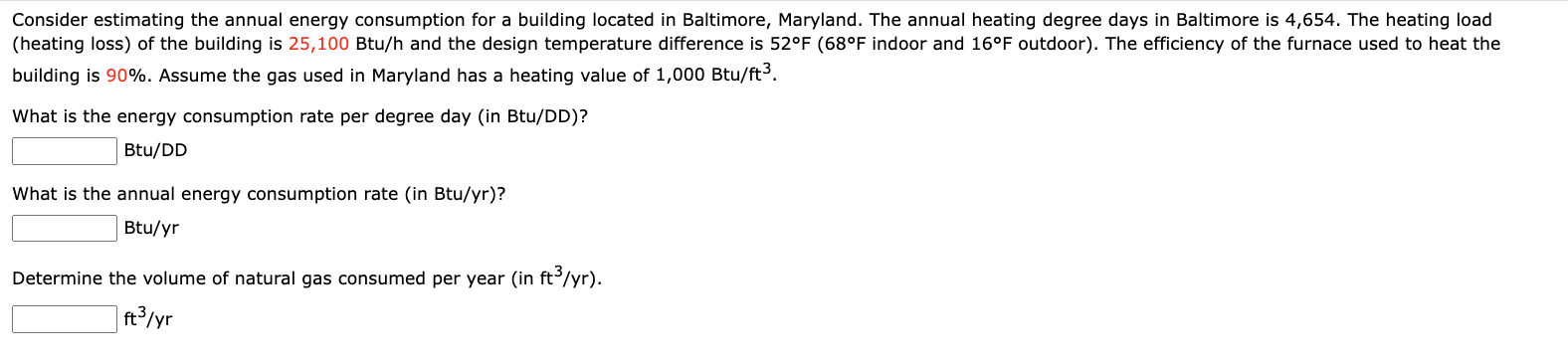Consider estimating the annual energy consumption