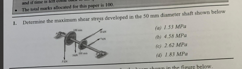 Determine the maximum shear stress developed in