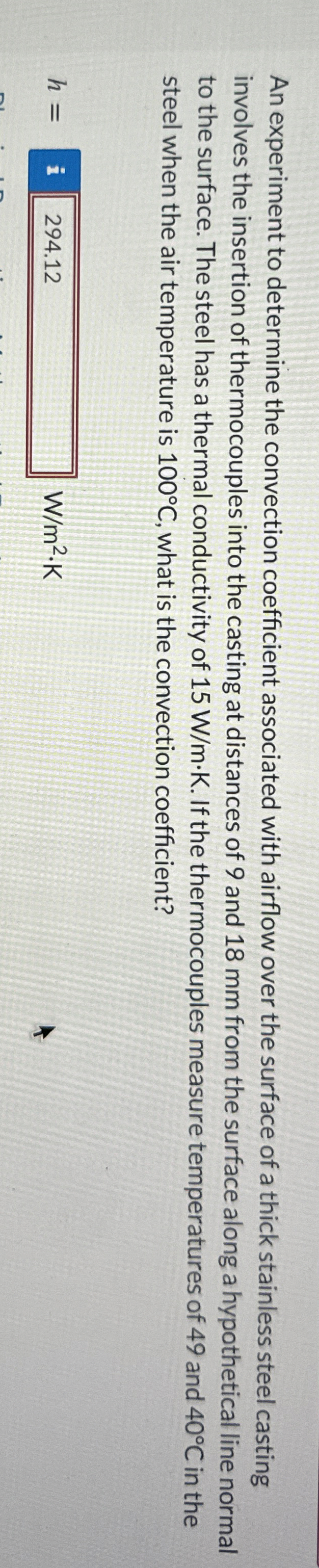 An experiment to determine the convection