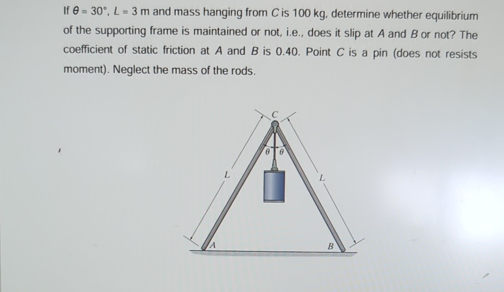 If = 3 0 , L = 3 m and mass hanging from C is 1 0