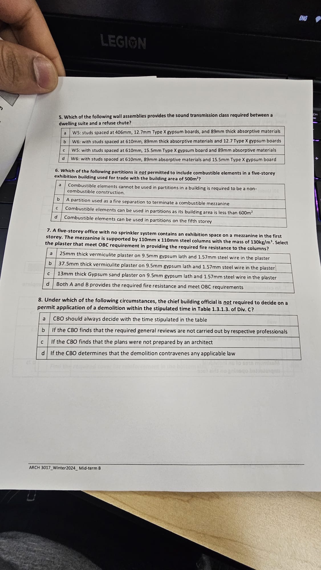 Which of the following wall assemblies provides