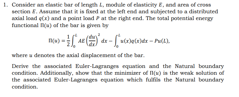 Consider an elastic bar of length L , module of