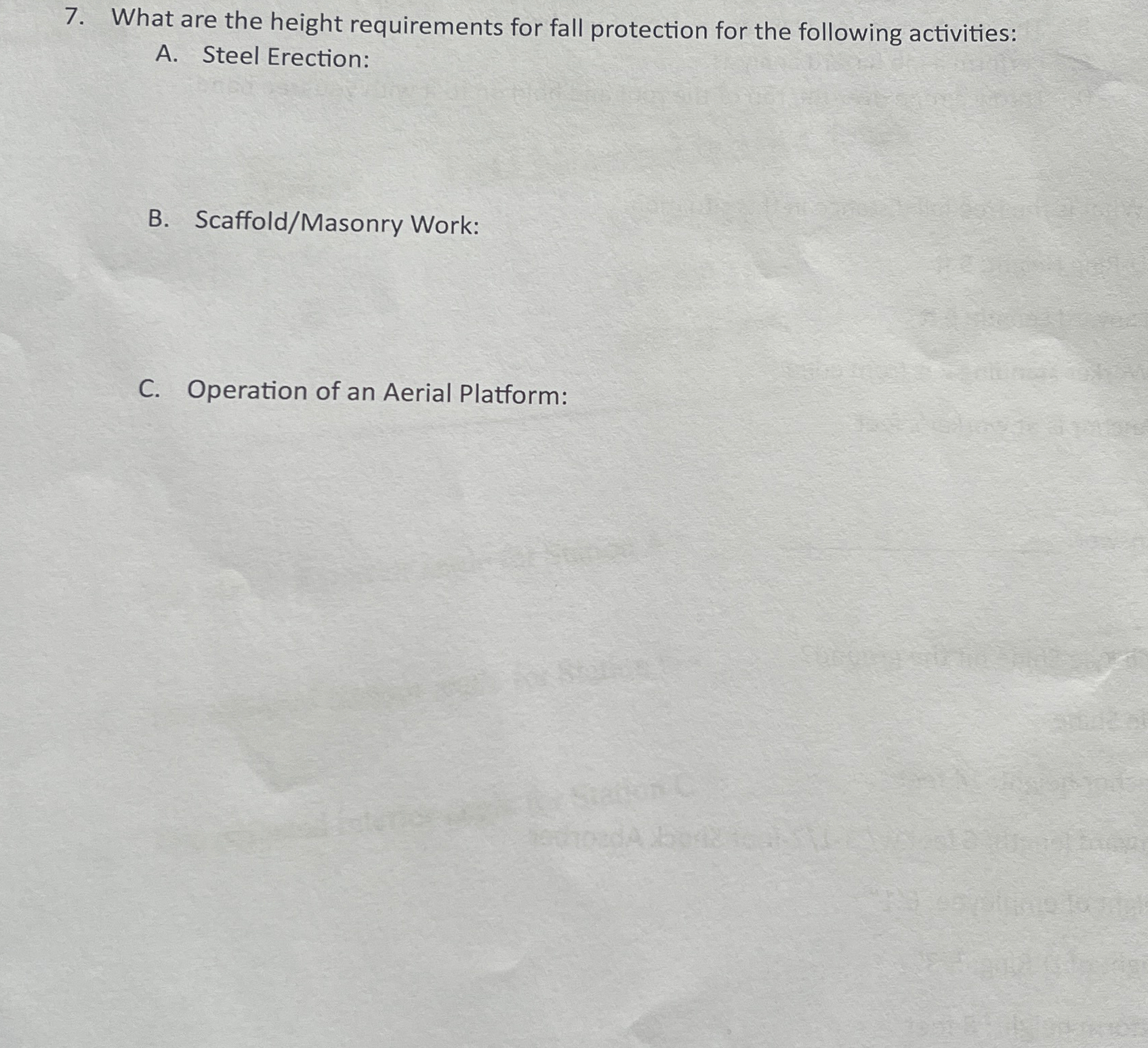 What are the height requirements for fall