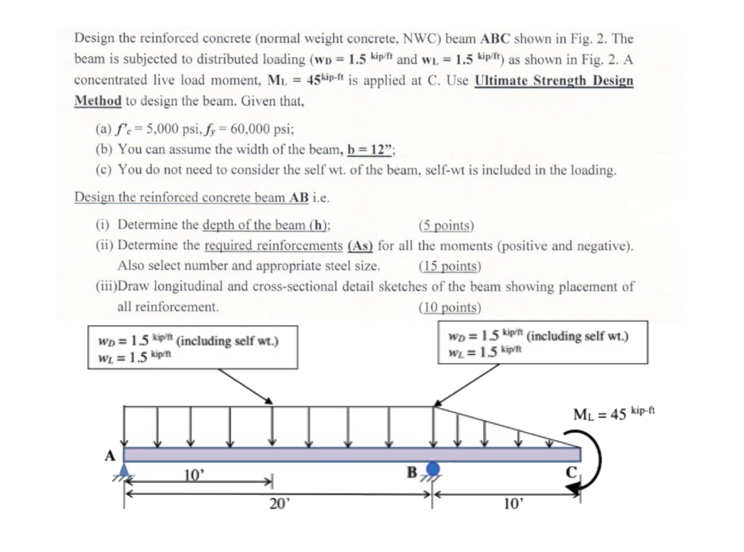 Design the reinforced concrete ( normal weight