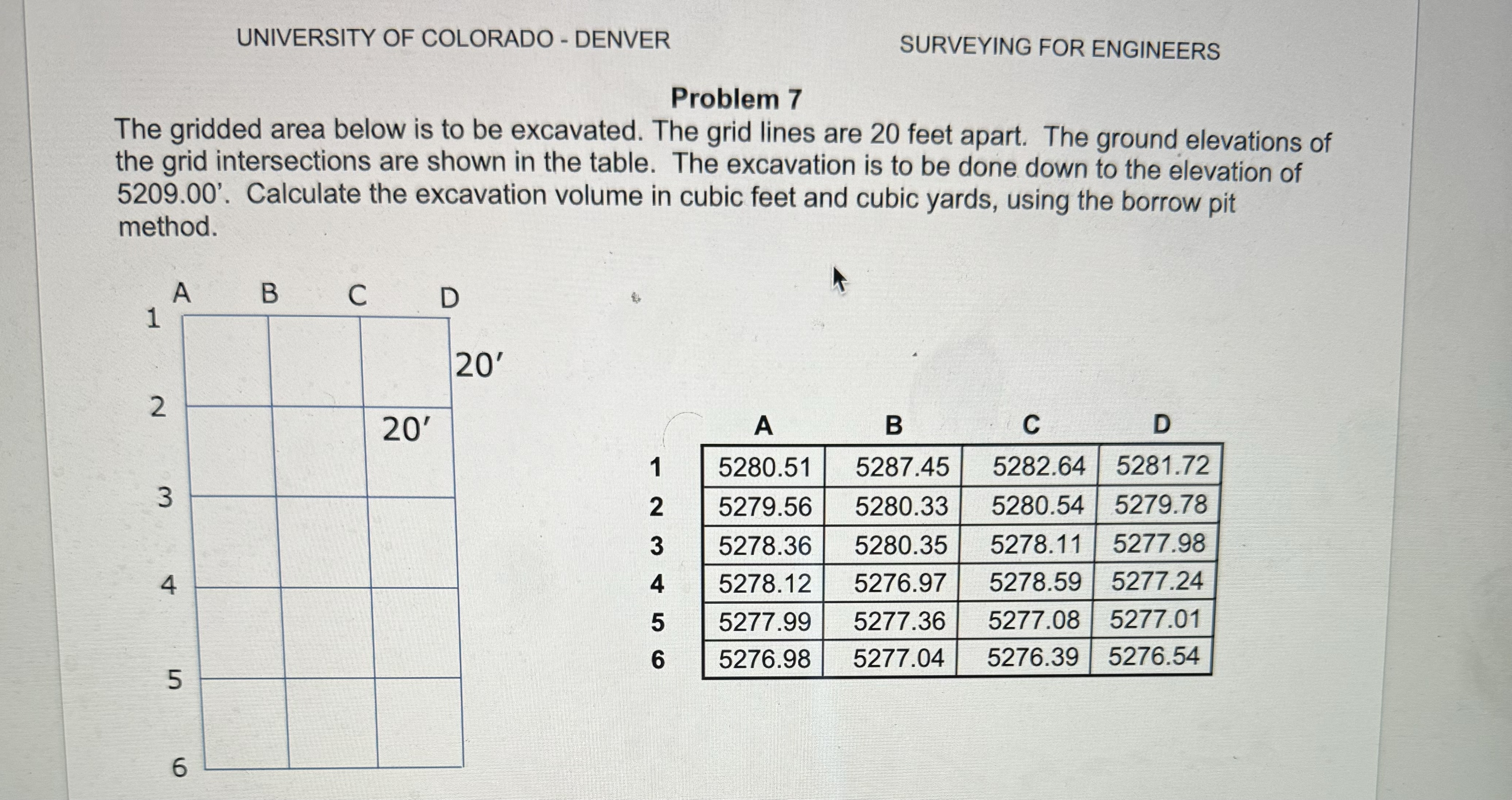 UNIVERSITY OF COLORADO - DENVER SURVEYING FOR