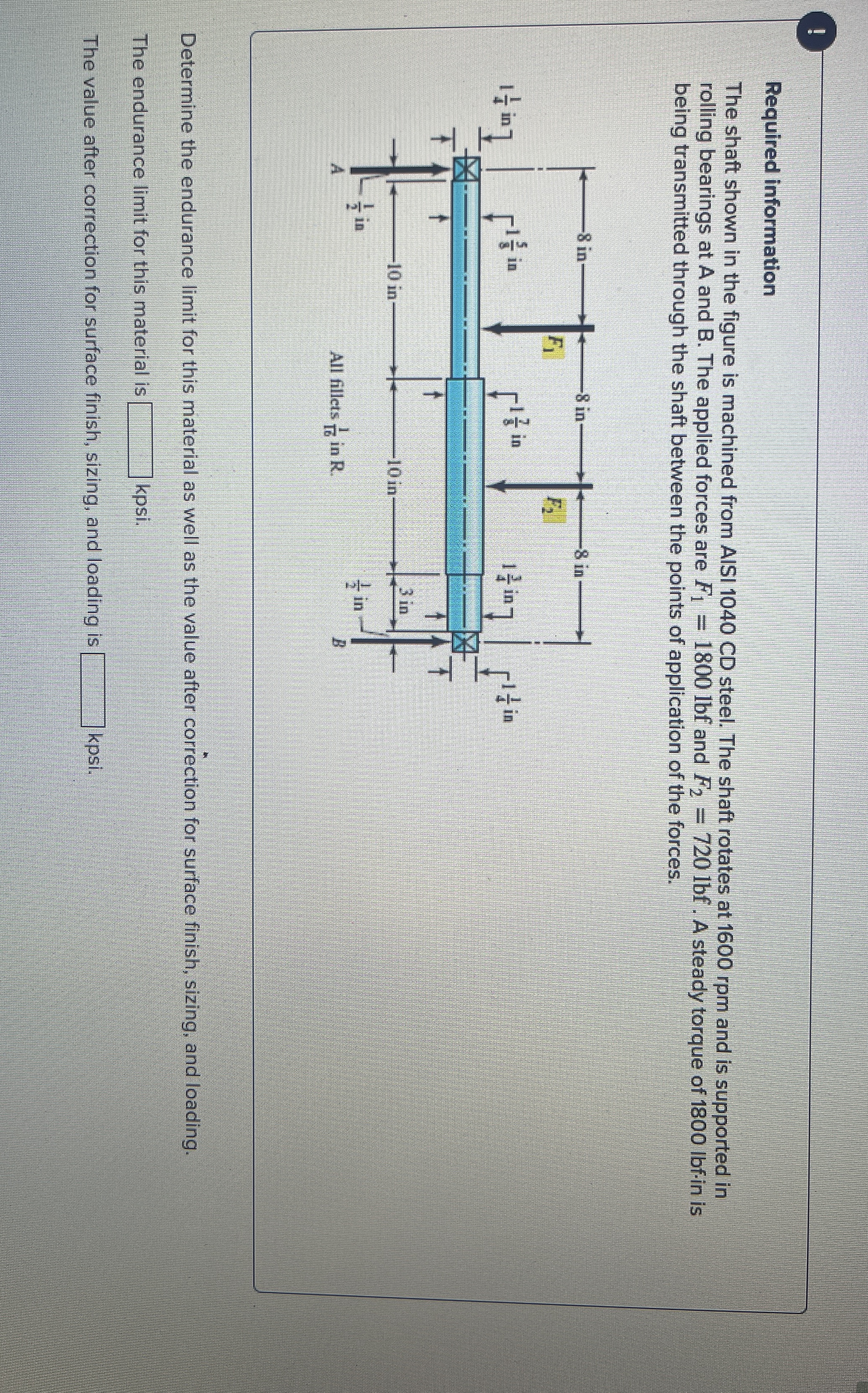 ! Required information The shaft shown in the