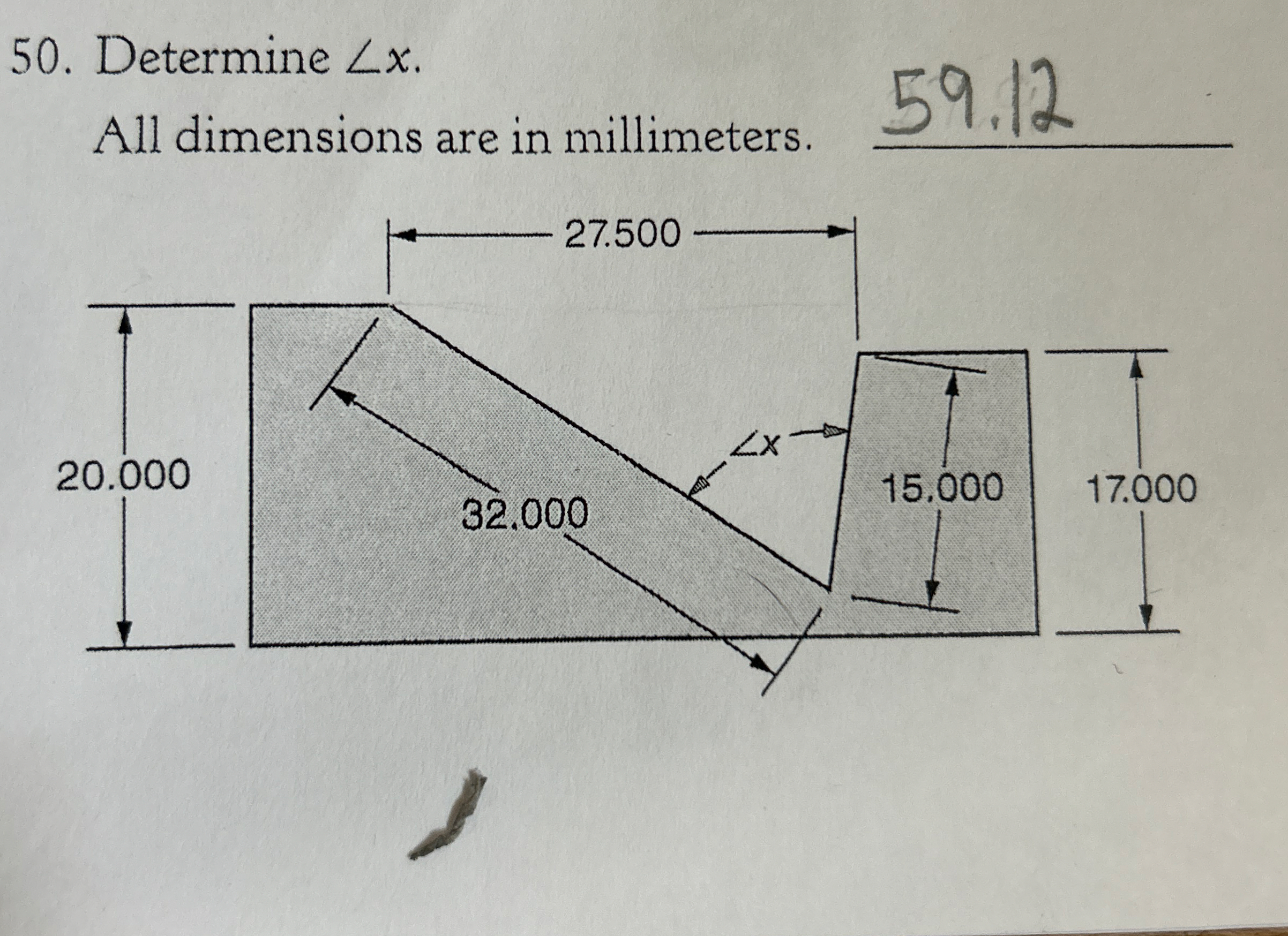 Determine ? ? x . All dimensions are in