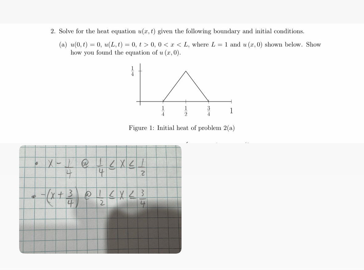Solve for the heat equation u ( x , t ) given the