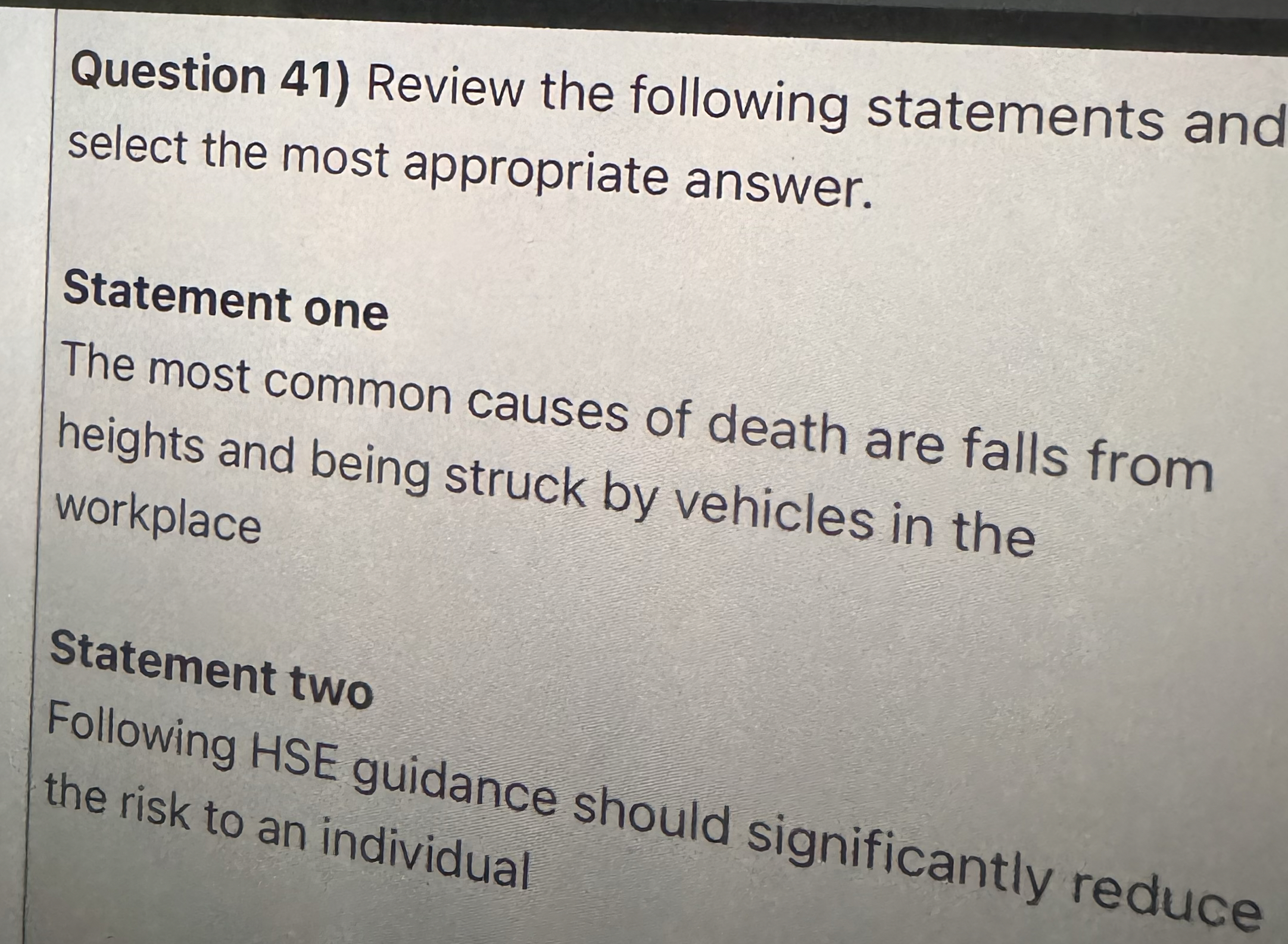 Question 4 1 ) Review the following statements