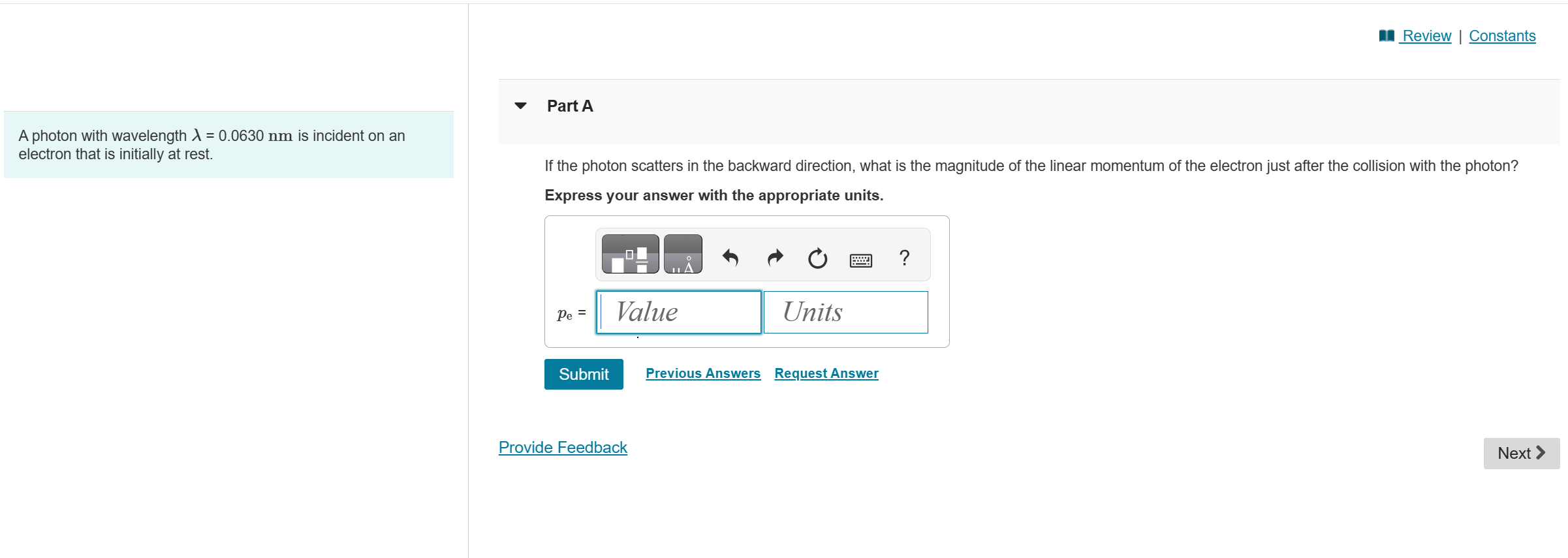 A horizontal beam of laser light of wavelength 4