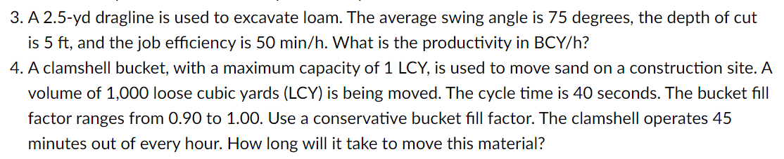 A 2 . 5 - yd dragline is used to excavate loam.