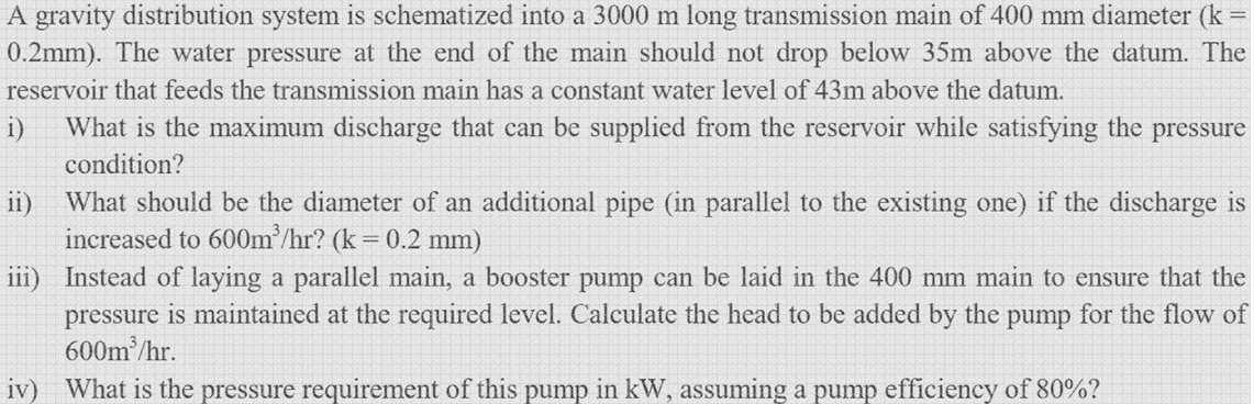 A gravity distribution system is schematized into
