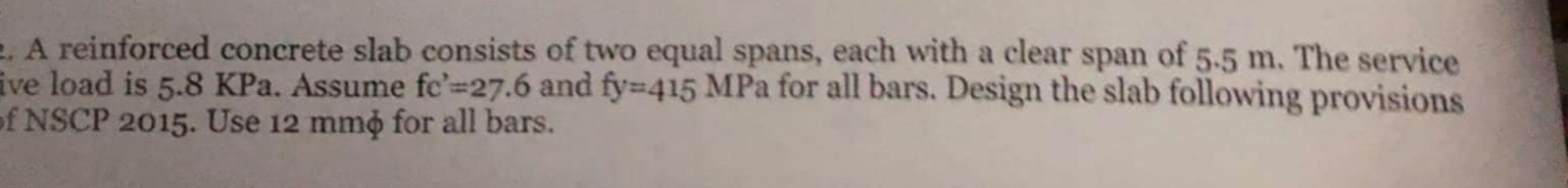 A reinforced concrete slab consists of two equal