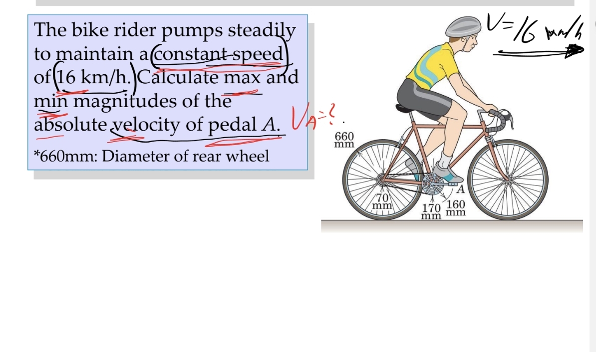 The bike rider pumps steadily to maintain a