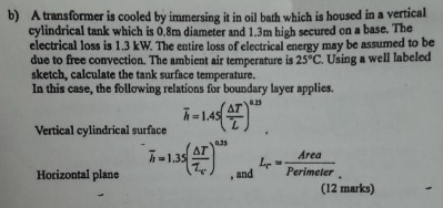b ) A transformer is cooled by immersing it in