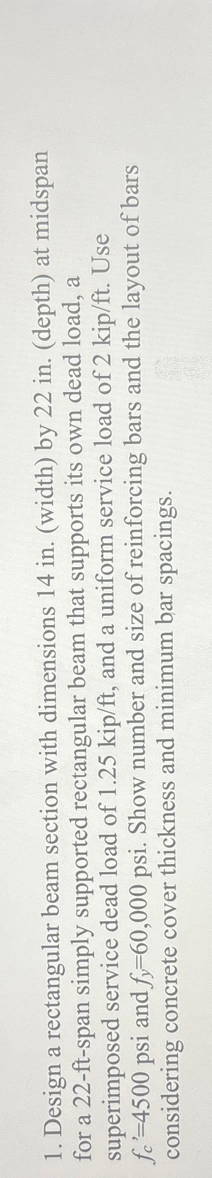 Design a rectangular beam section with dimensions