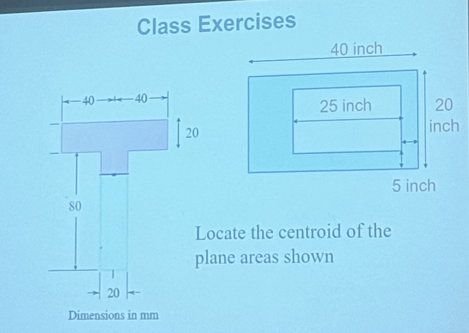 Locate the centroid of the plane areas shown