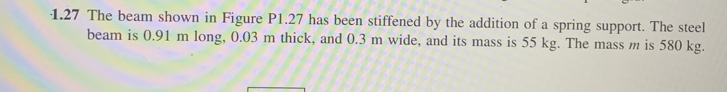 1 . 2 7 The beam shown in Figure P 1 . 2 7 has
