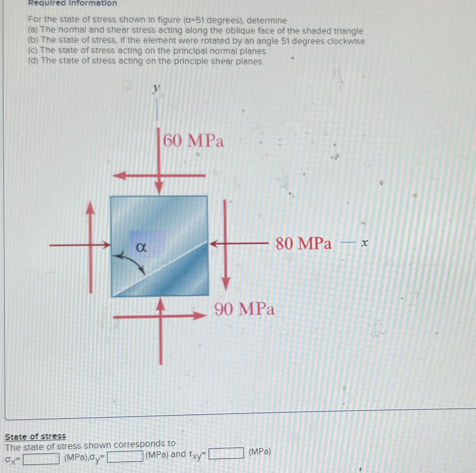 Requlred Information For the state of stress
