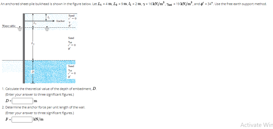 An anchored sheet - pile bulkhead is shown in the