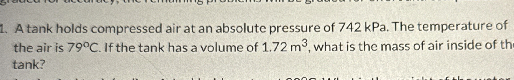 A tank holds compressed air at an absolute