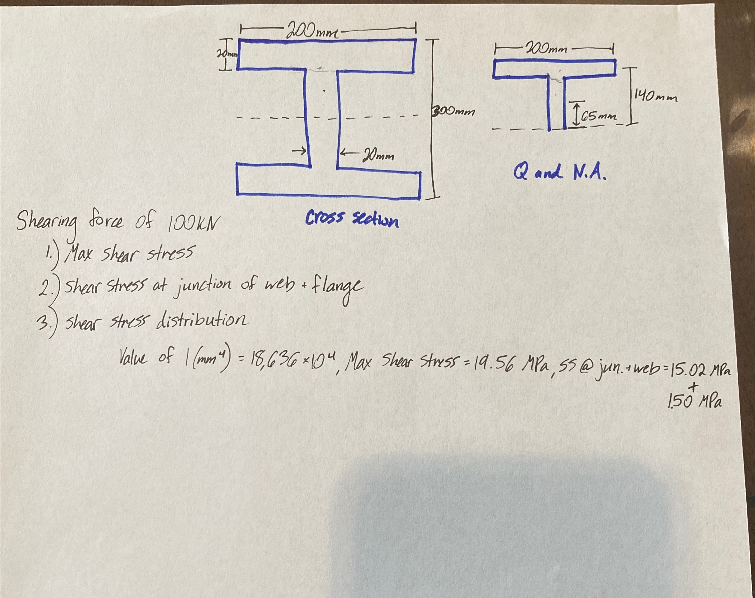 find the max shear stress - given awnser in photo