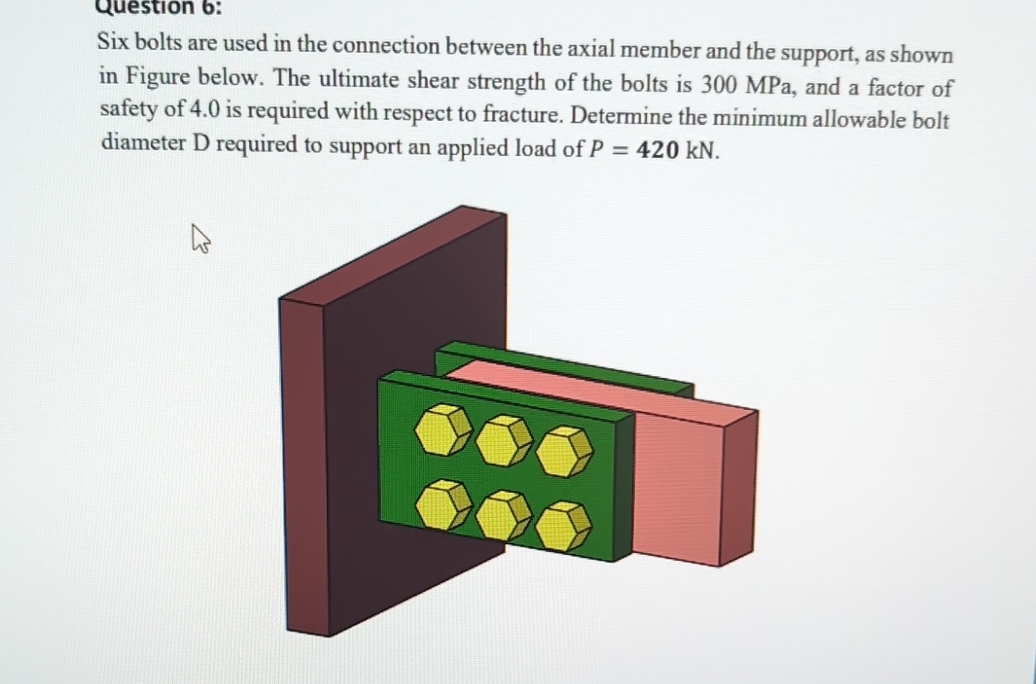 Six bolts are used in the connection between the