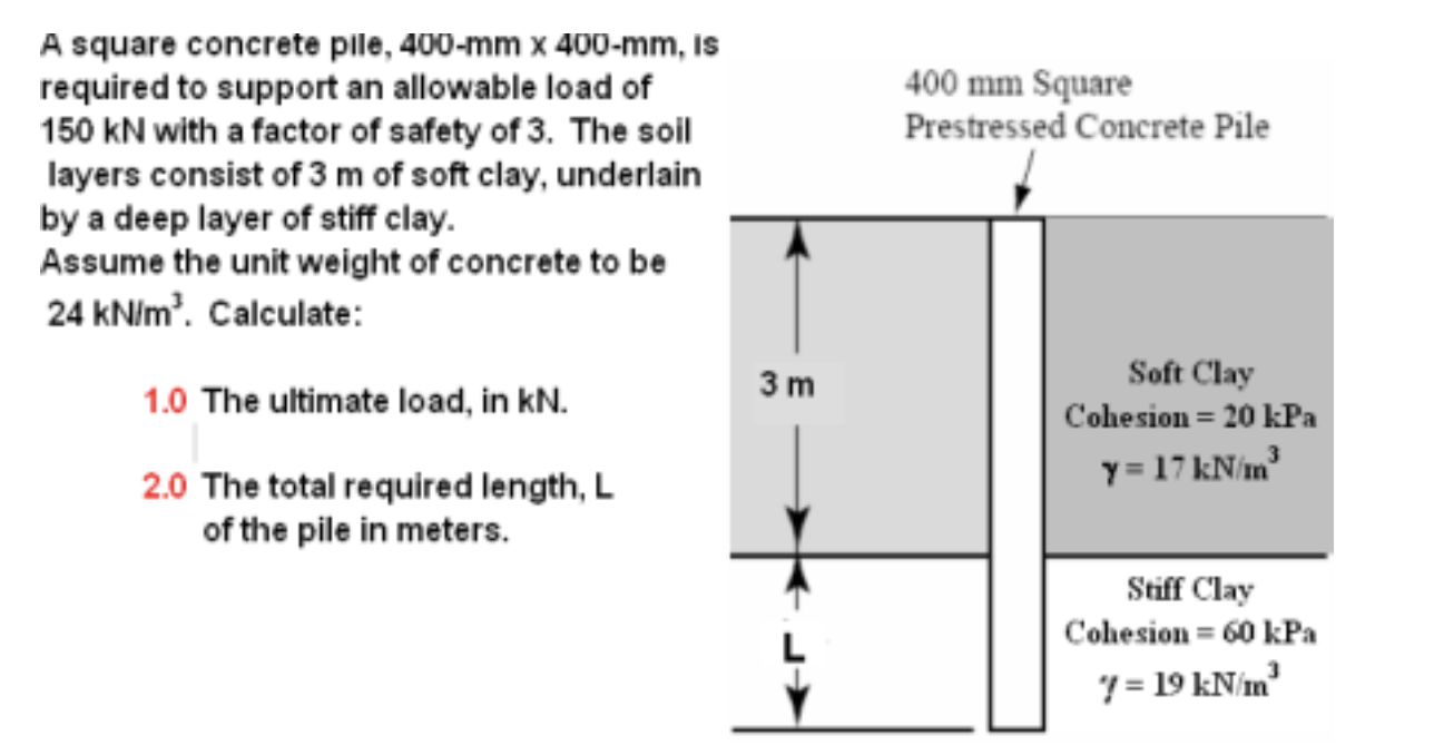 A square concrete plle, 4 0 0 - m m 4 0 0 - m m ,