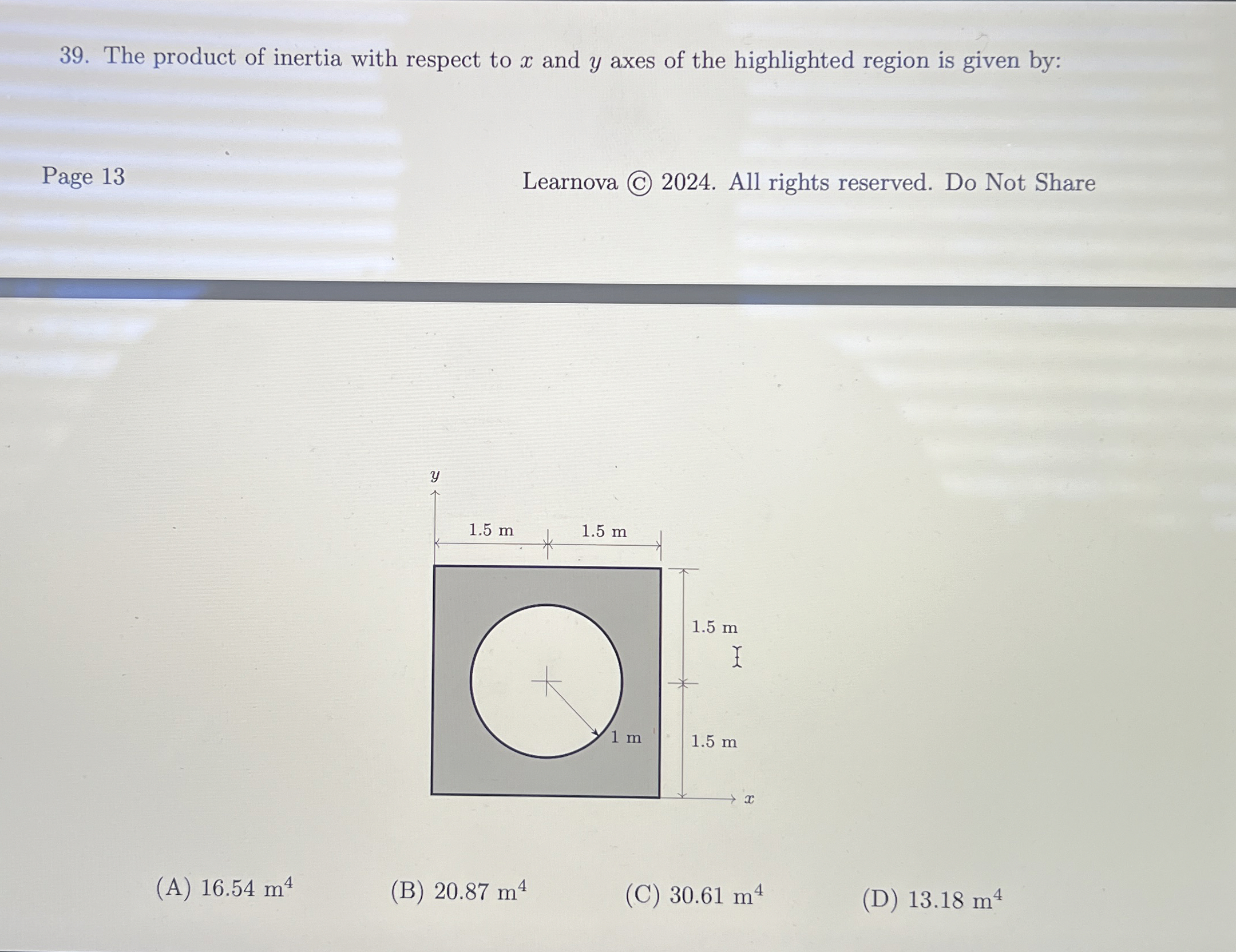 The product of inertia with respect to x and y