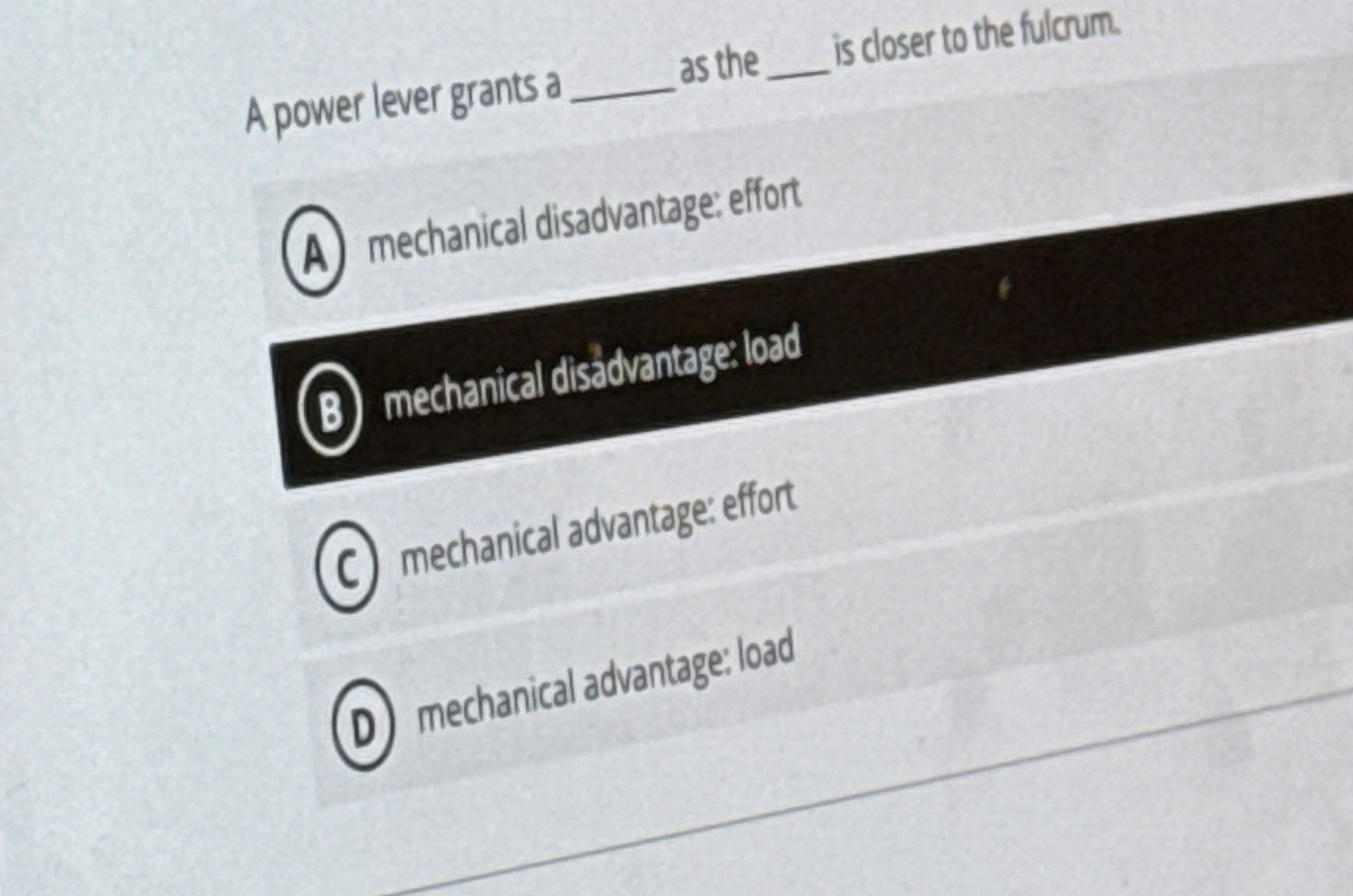 A power lever grants a as the q , is closer to