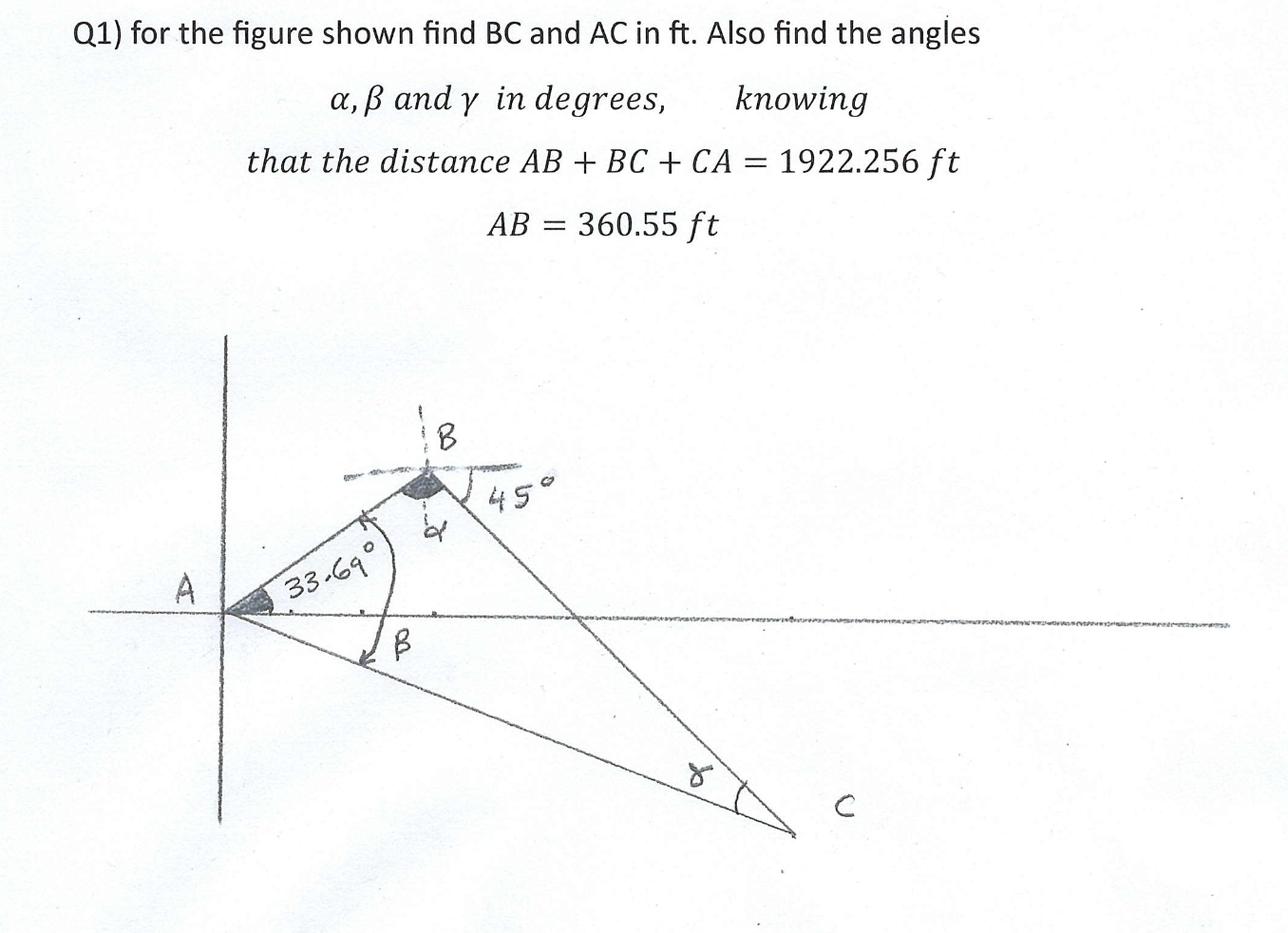 Q 1 ) for the figure shown find B C and A C in f