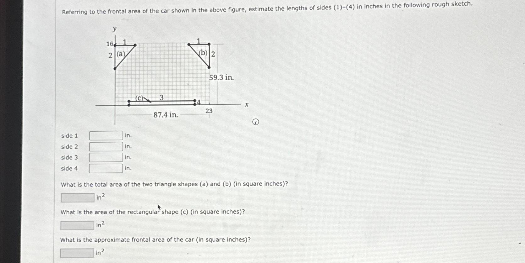 Referring to the frontal area of the car shown in