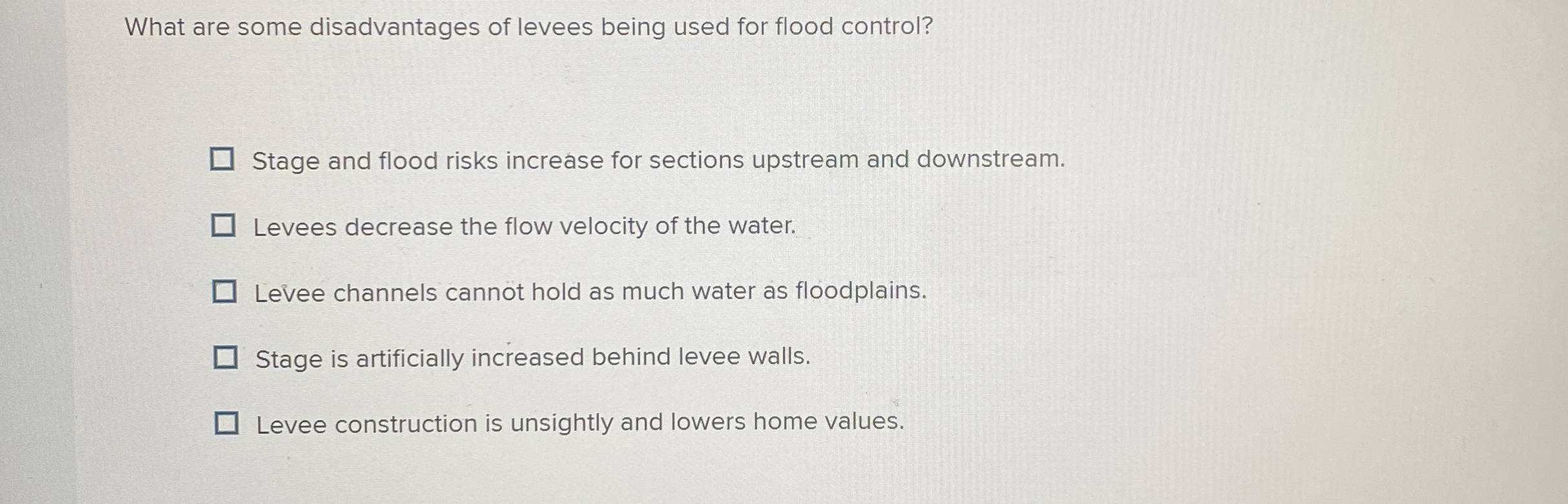 What are some disadvantages of levees being used
