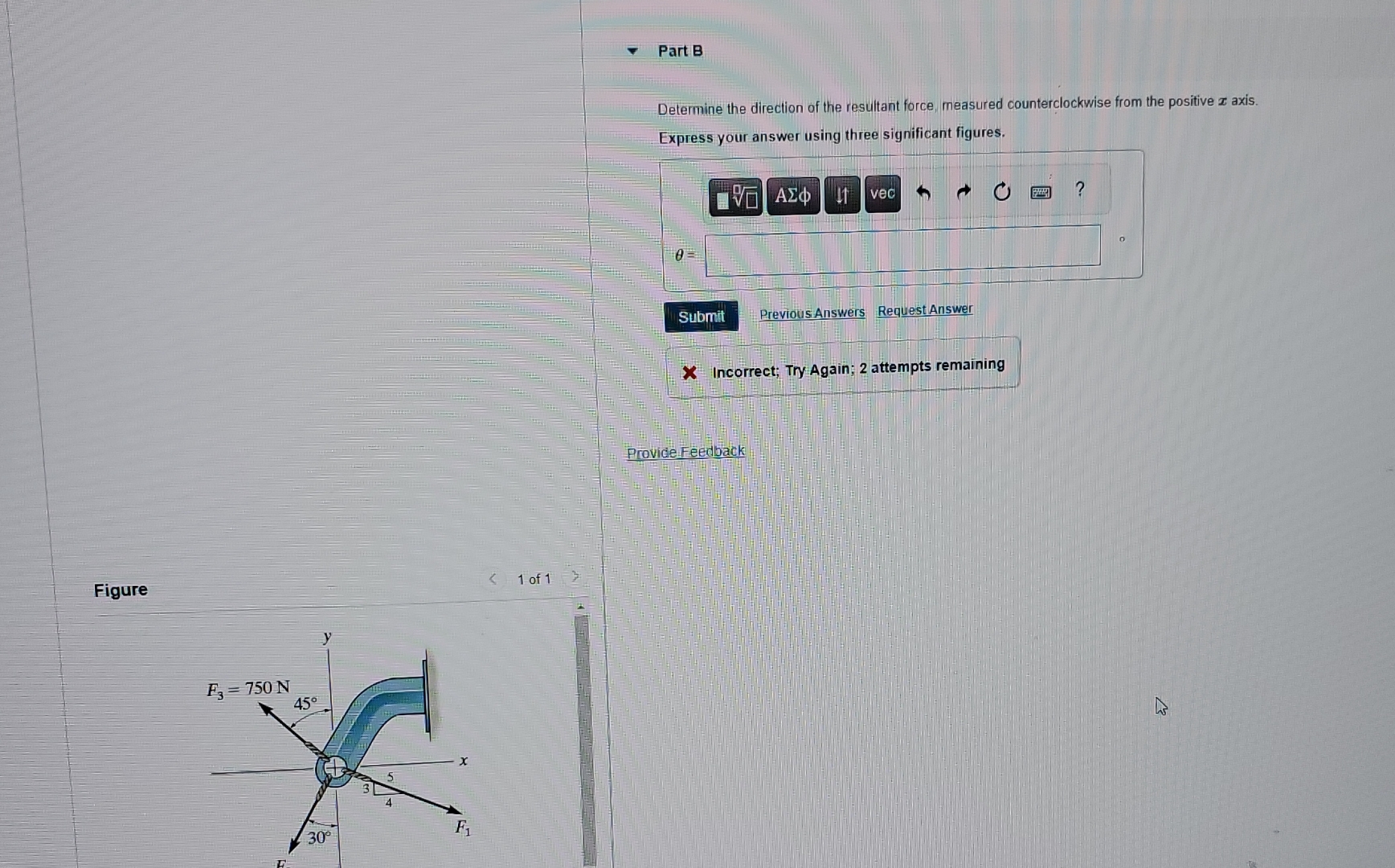 Part B Determine the direction of the resultant